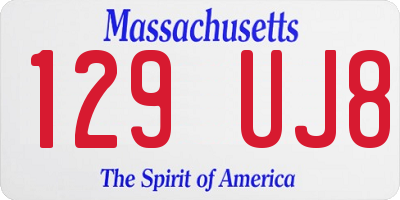 MA license plate 129UJ8