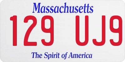 MA license plate 129UJ9