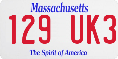 MA license plate 129UK3