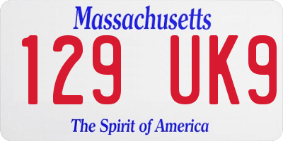 MA license plate 129UK9