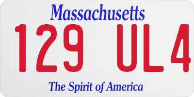 MA license plate 129UL4