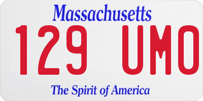 MA license plate 129UM0