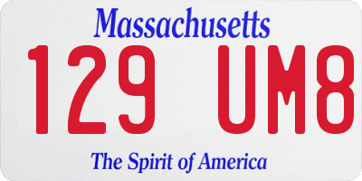 MA license plate 129UM8