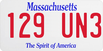 MA license plate 129UN3
