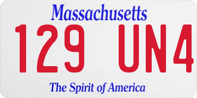 MA license plate 129UN4