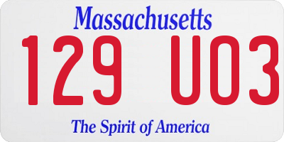 MA license plate 129UO3