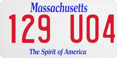 MA license plate 129UO4