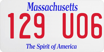 MA license plate 129UO6