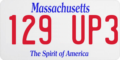 MA license plate 129UP3