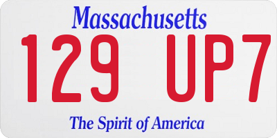 MA license plate 129UP7