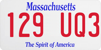 MA license plate 129UQ3