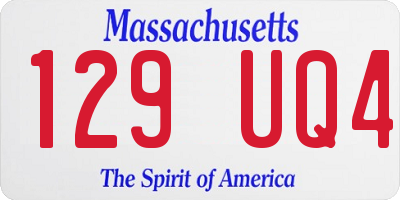 MA license plate 129UQ4