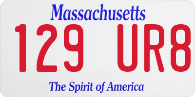 MA license plate 129UR8