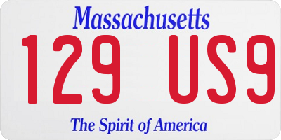 MA license plate 129US9