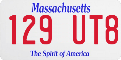 MA license plate 129UT8