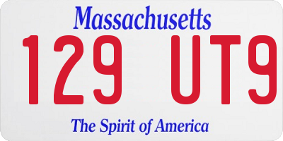 MA license plate 129UT9