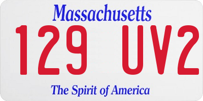 MA license plate 129UV2