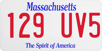 MA license plate 129UV5