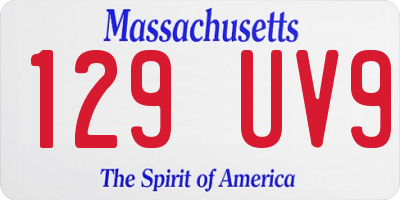 MA license plate 129UV9