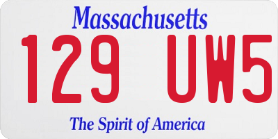 MA license plate 129UW5