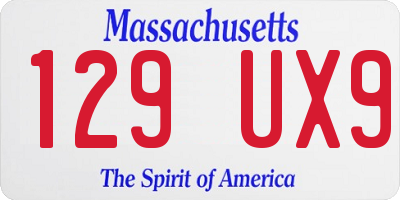 MA license plate 129UX9
