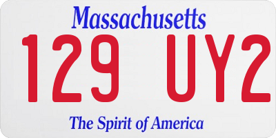 MA license plate 129UY2