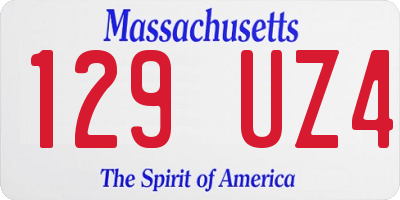 MA license plate 129UZ4