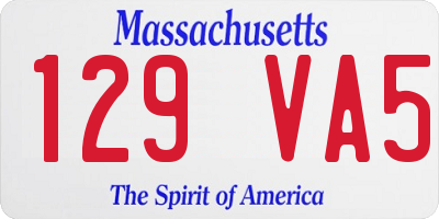 MA license plate 129VA5