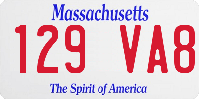 MA license plate 129VA8