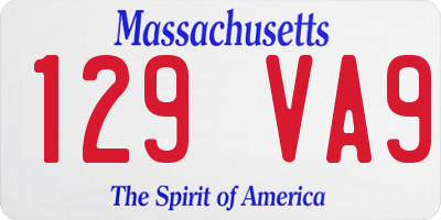 MA license plate 129VA9