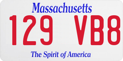MA license plate 129VB8