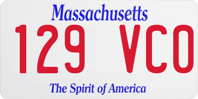 MA license plate 129VC0