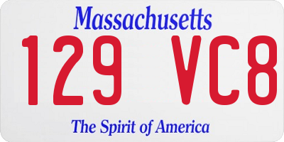 MA license plate 129VC8