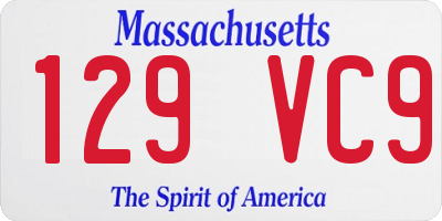 MA license plate 129VC9