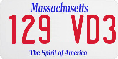 MA license plate 129VD3