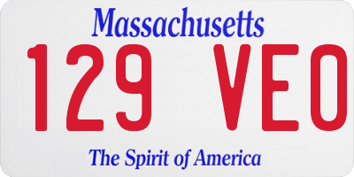 MA license plate 129VE0