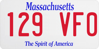 MA license plate 129VF0