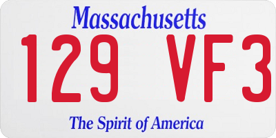 MA license plate 129VF3