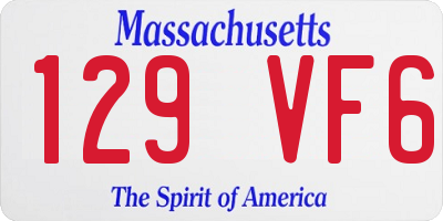 MA license plate 129VF6