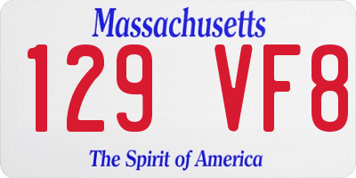 MA license plate 129VF8