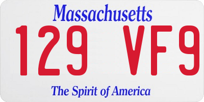 MA license plate 129VF9