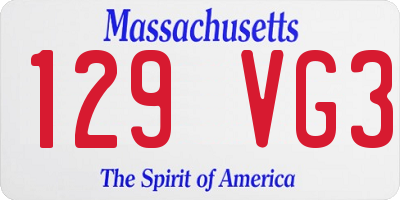 MA license plate 129VG3