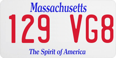 MA license plate 129VG8