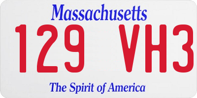 MA license plate 129VH3