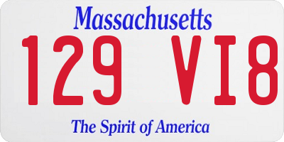 MA license plate 129VI8