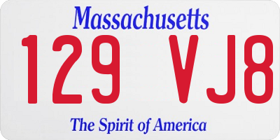 MA license plate 129VJ8