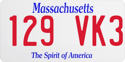 MA license plate 129VK3