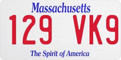 MA license plate 129VK9