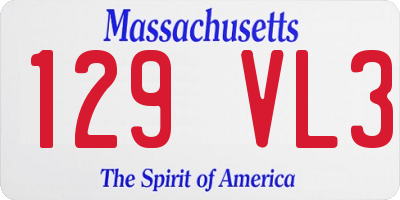 MA license plate 129VL3