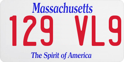 MA license plate 129VL9